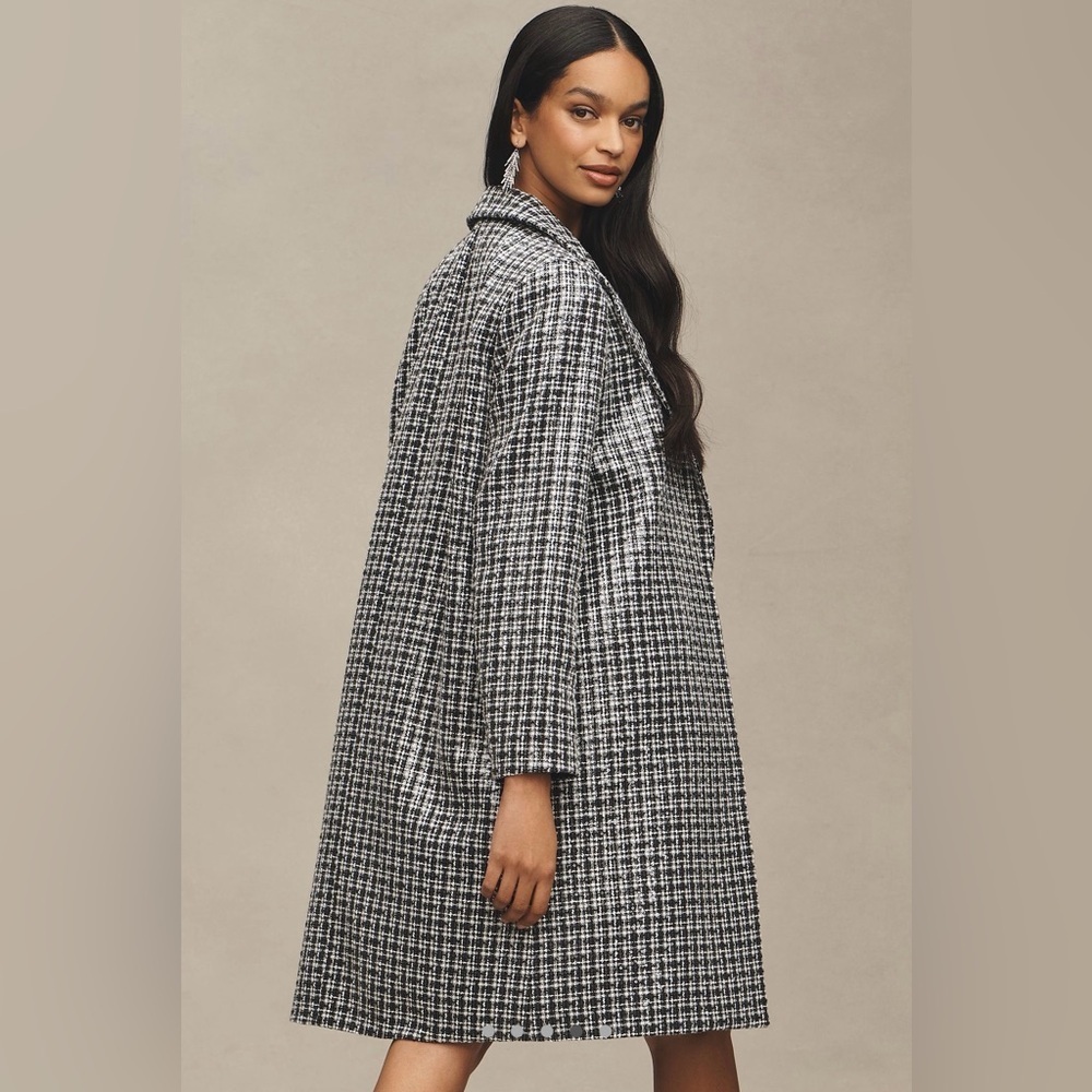 Anthropologie Black and White Tweed Coat - Picture 8 of 12